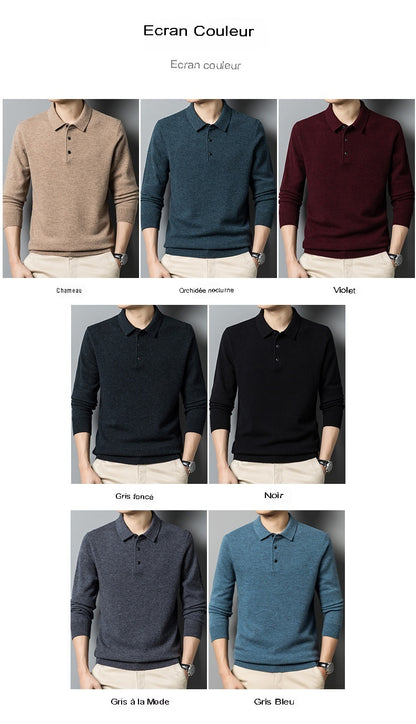 Men's Pure Wool Sweater Long Sleeve Knitting Shirt