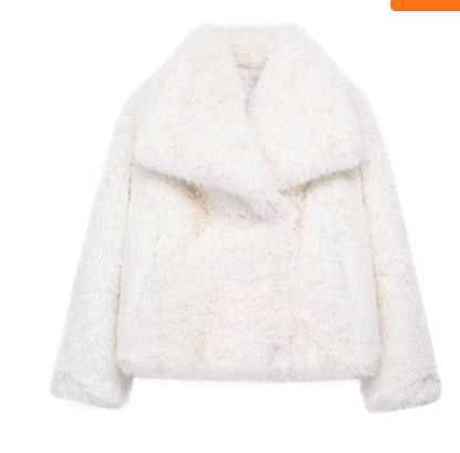 Fashion Winter Plush Coat Thick Lapel Casual Long Sleeve Women's Clothing