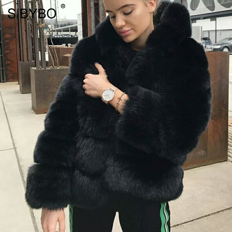 Women's Minimalist Hooded Fur Grass Jacket