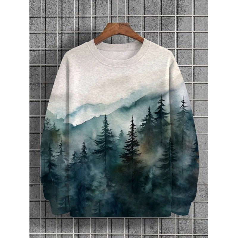 Youth Art Top 3D Printed Round Neck Long Sleeve Sweater