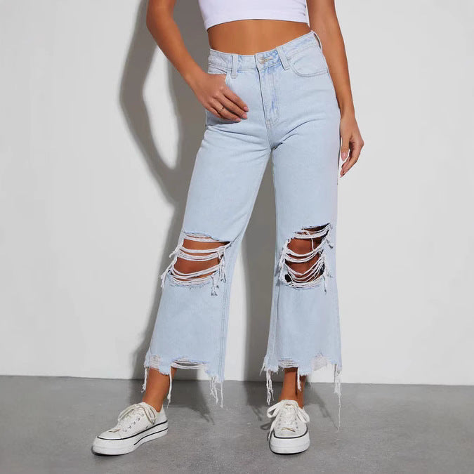 LOW RISE RIPPED JEANS – MARKANTER RETRO-STIL