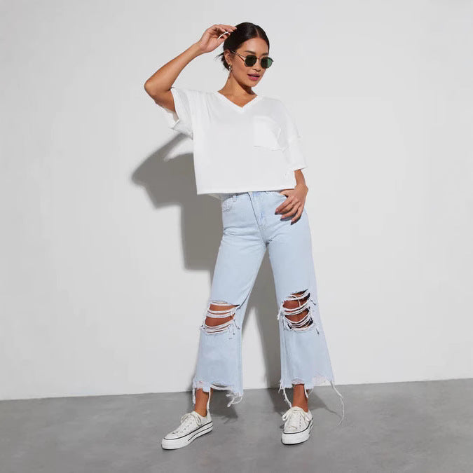 LOW RISE RIPPED JEANS – MARKANTER RETRO-STIL