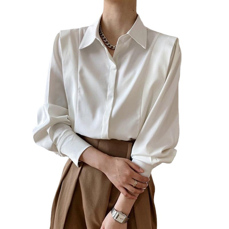 Women's Vintage Satin Ruffle Shirt