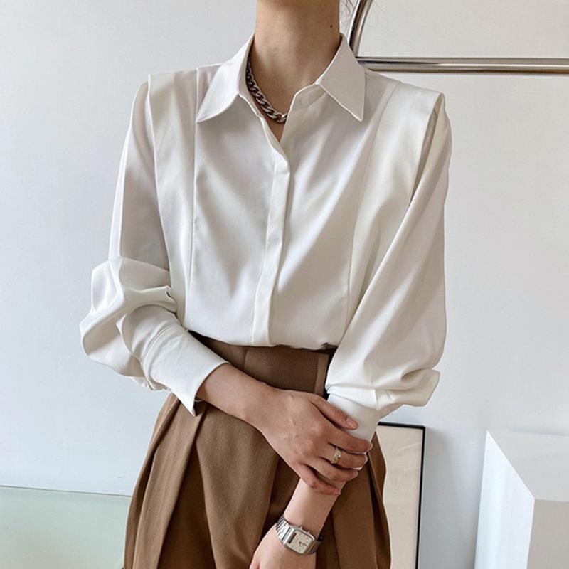 Women's Vintage Satin Ruffle Shirt