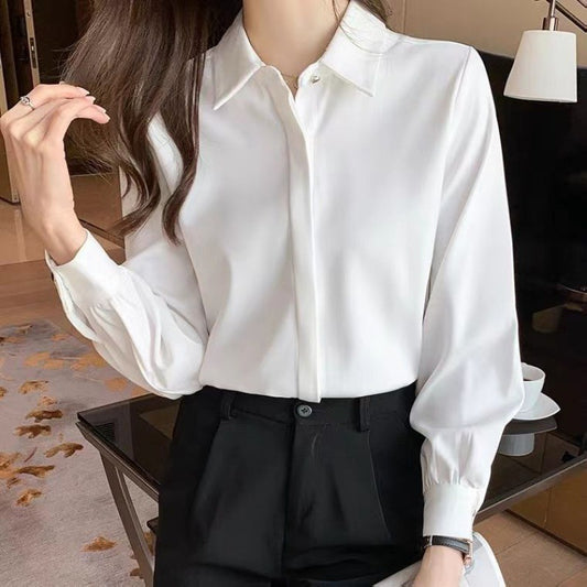 White Shirt Women Autumn French Chic Top