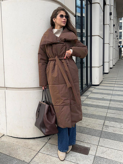 Manteau Long à Large Col – Élégance & Confort