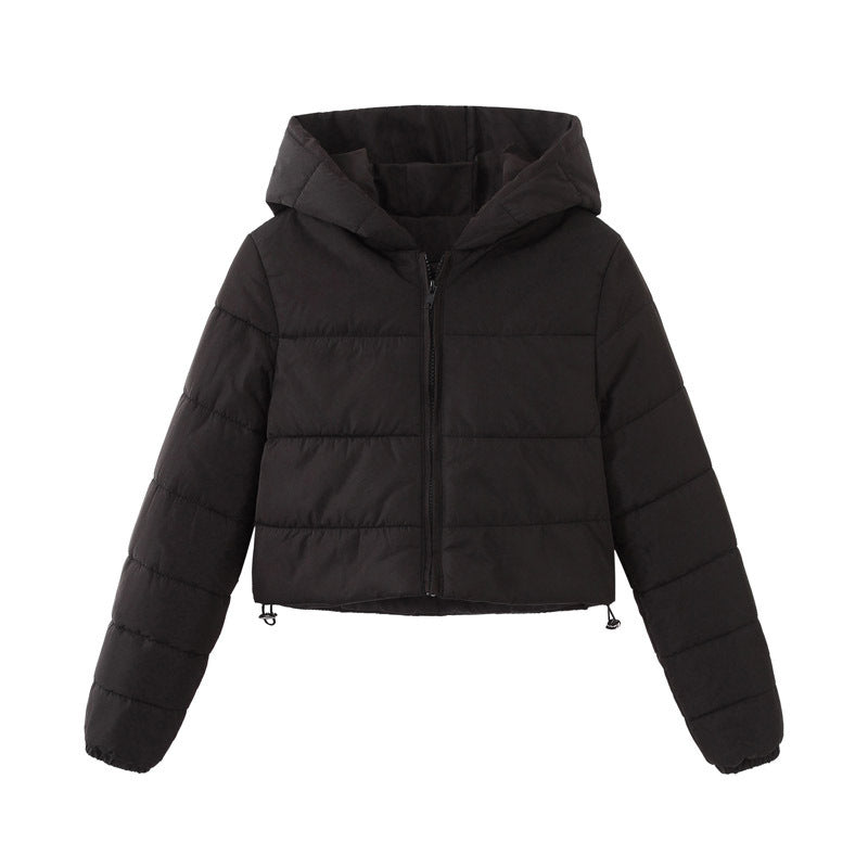 Fashion Winter Zipper Hooded Short Coat Mandela Color Jacket Women Outwear