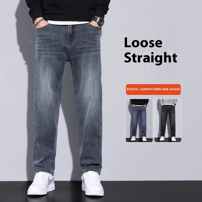 Men's Loose Straight Jeans Casual Long Pants