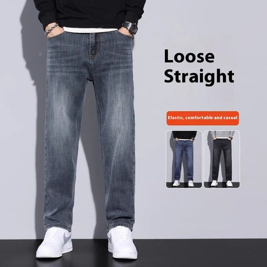 Lockere gerade Jeans für Herren, lässige lange Hosen